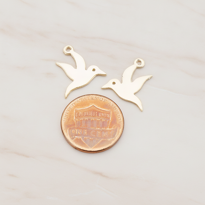 Dove Bird Pendant, 2 Pc on warm marble background (PD.428)