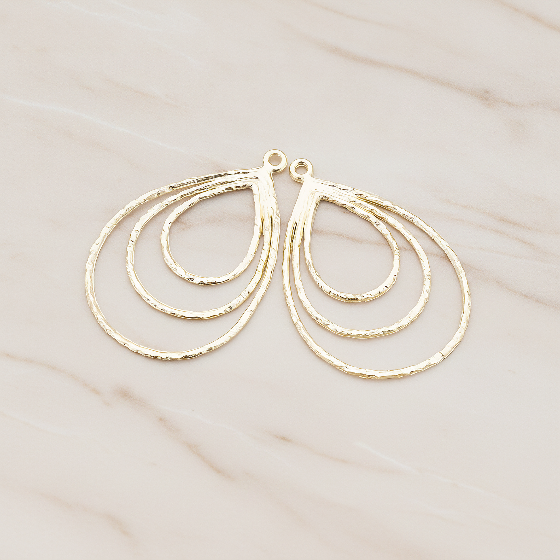 Triple Teardrop Pendant, 2 Pc on warm marble background (PD.430)