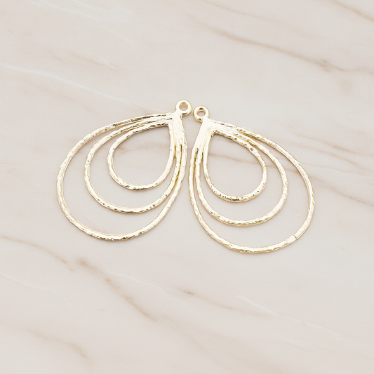 Triple Teardrop Pendant, 2 Pc on warm marble background (PD.430)