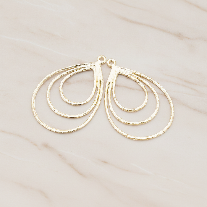 Triple Teardrop Pendant, 2 Pc on warm marble background (PD.430)