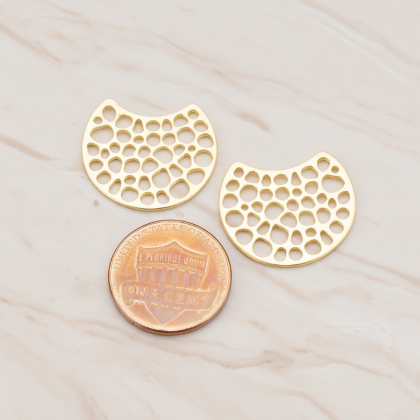 Moon Shape Pendant, 2 Pc on warm marble background (PD.434)