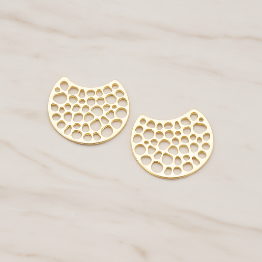 Moon Shape Pendant, 2 Pc on warm marble background (PD.434)