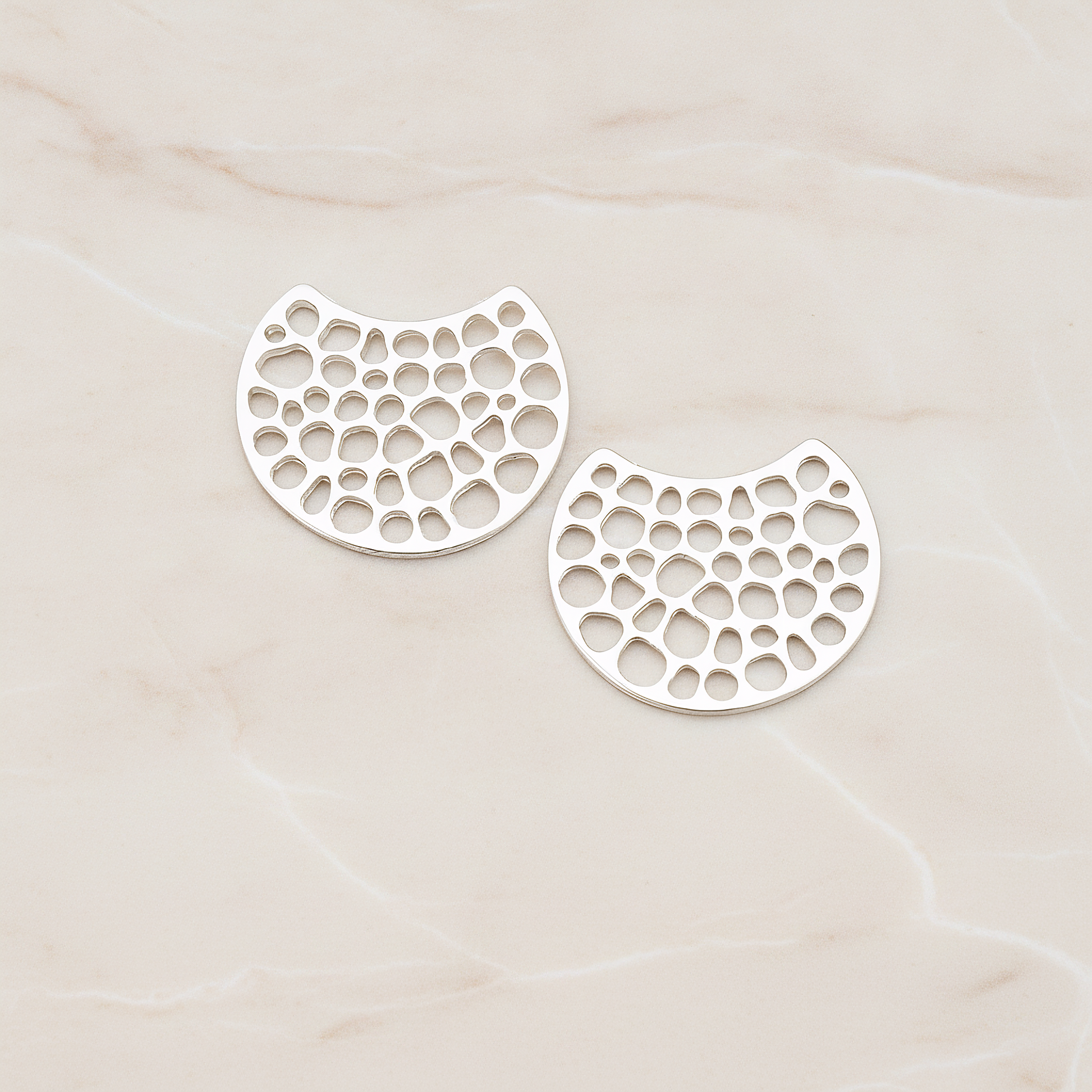 Moon Shape Pendant, 2 Pc on warm marble background (PD.434)