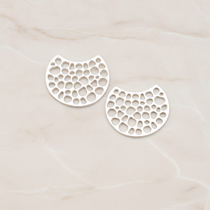 Moon Shape Pendant, 2 Pc on warm marble background (PD.434)