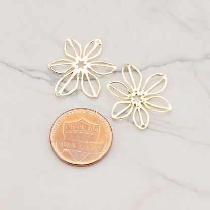Small Flower Connector Pendant, 2 Pc on warm marble background (PD.448-01)