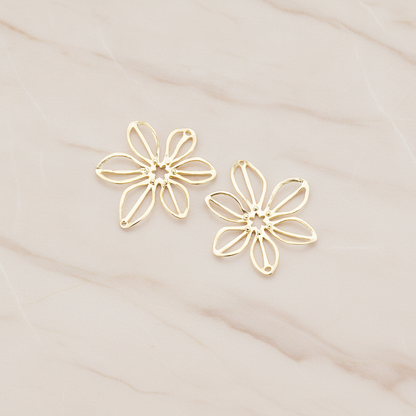 Small Flower Connector Pendant, 2 Pc on warm marble background (PD.448-01)