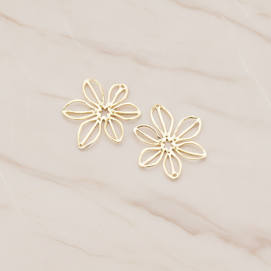 Small Flower Connector Pendant, 2 Pc on warm marble background (PD.448-01)