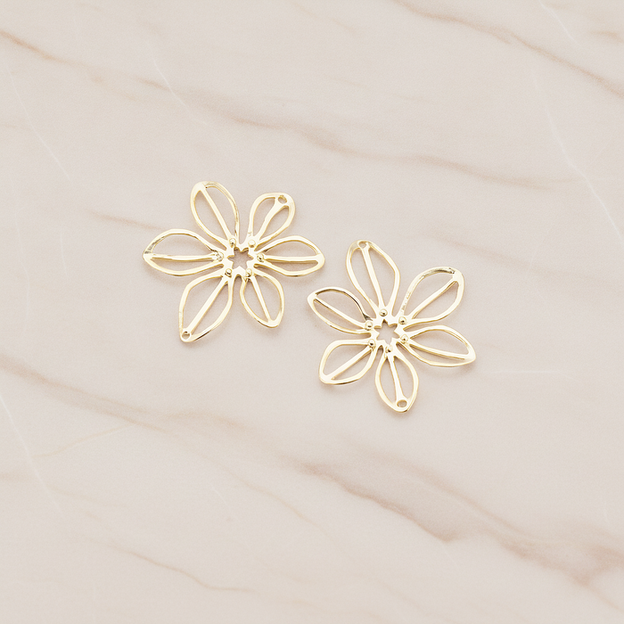 Small Flower Connector Pendant, 2 Pc on warm marble background (PD.448-01)