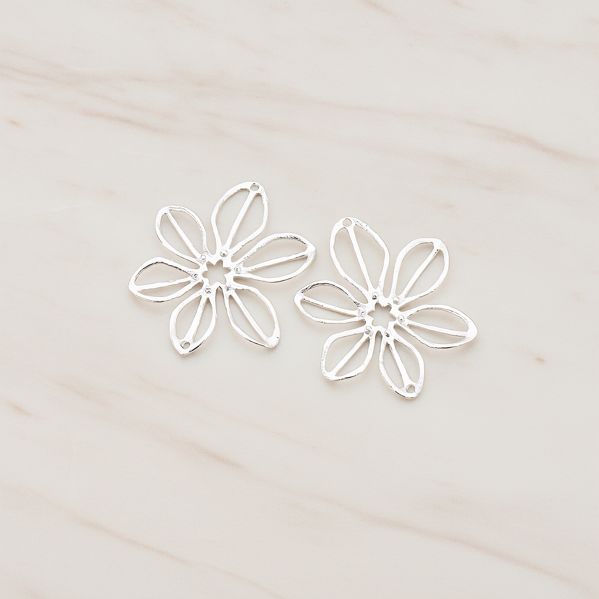 Small Flower Connector Pendant, 2 Pc on warm marble background (PD.448-01)