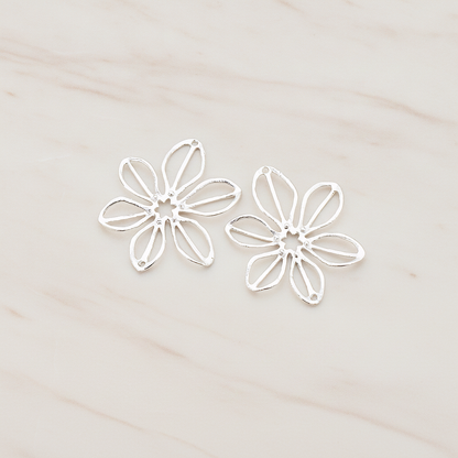 Small Flower Connector Pendant, 2 Pc on warm marble background (PD.448-01)