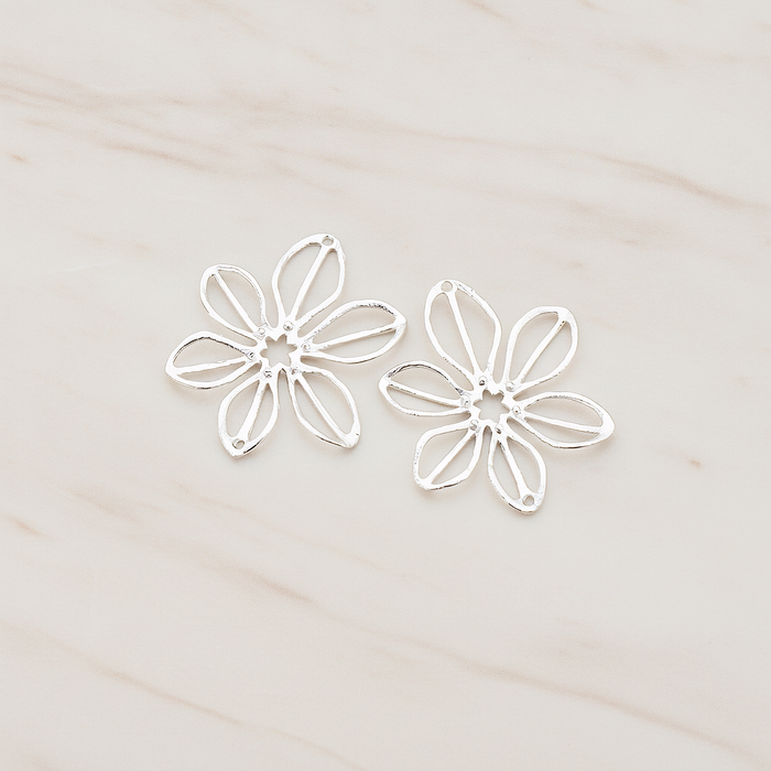 Small Flower Connector Pendant, 2 Pc on warm marble background (PD.448-01)