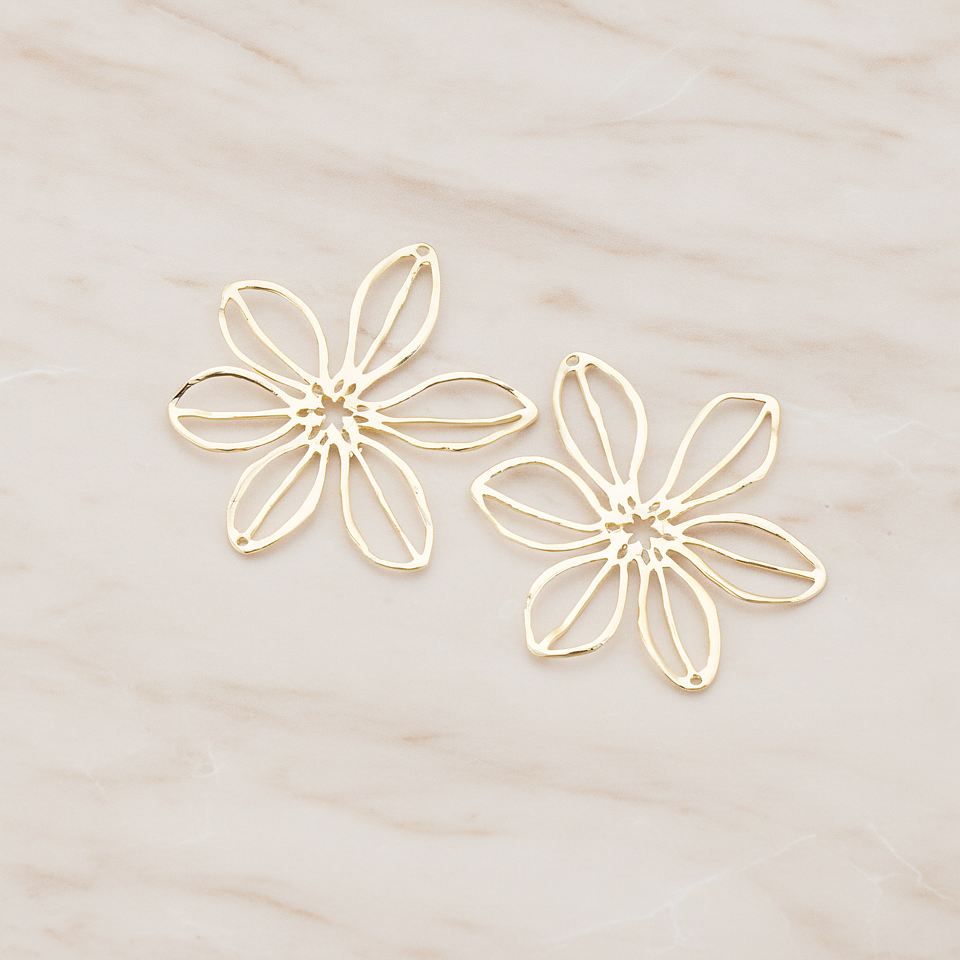 Large Flower Connector Pendant, 2 Pc on warm marble background (PD.448-02)