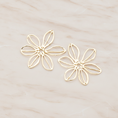 Large Flower Connector Pendant, 2 Pc on warm marble background (PD.448-02)