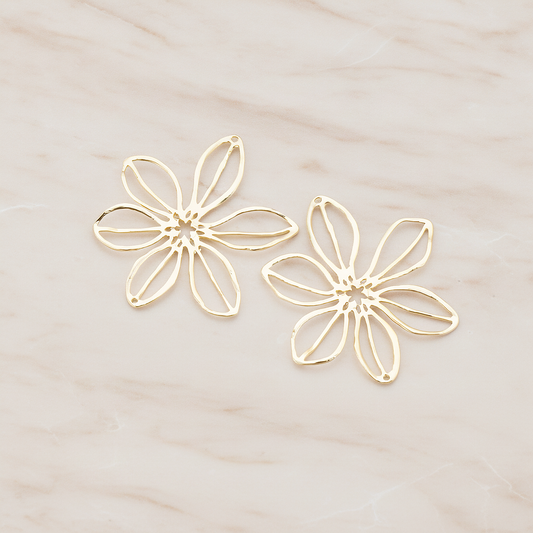 Large Flower Connector Pendant, 2 Pc on warm marble background (PD.448-02)