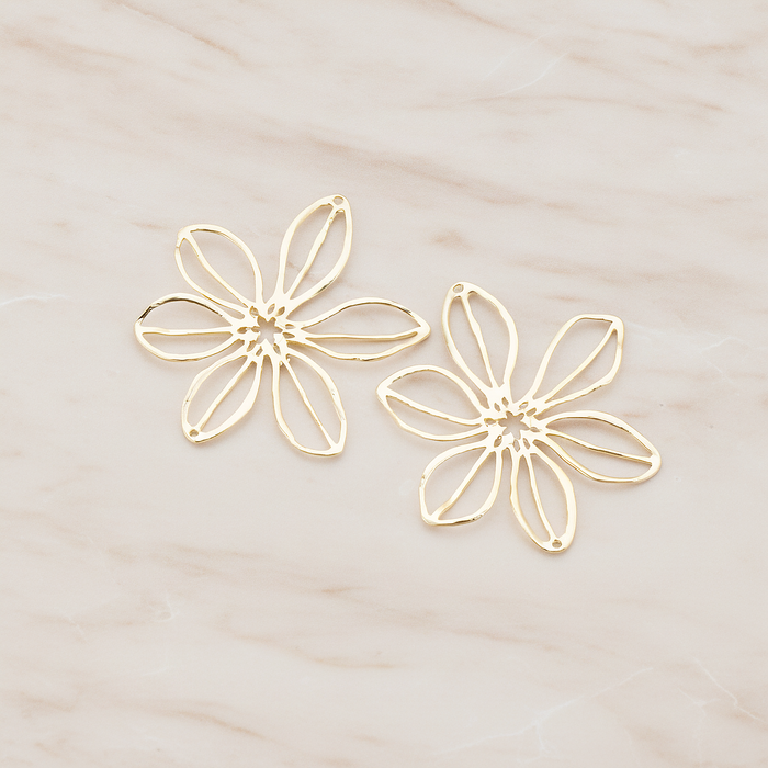 Large Flower Connector Pendant, 2 Pc on warm marble background (PD.448-02)