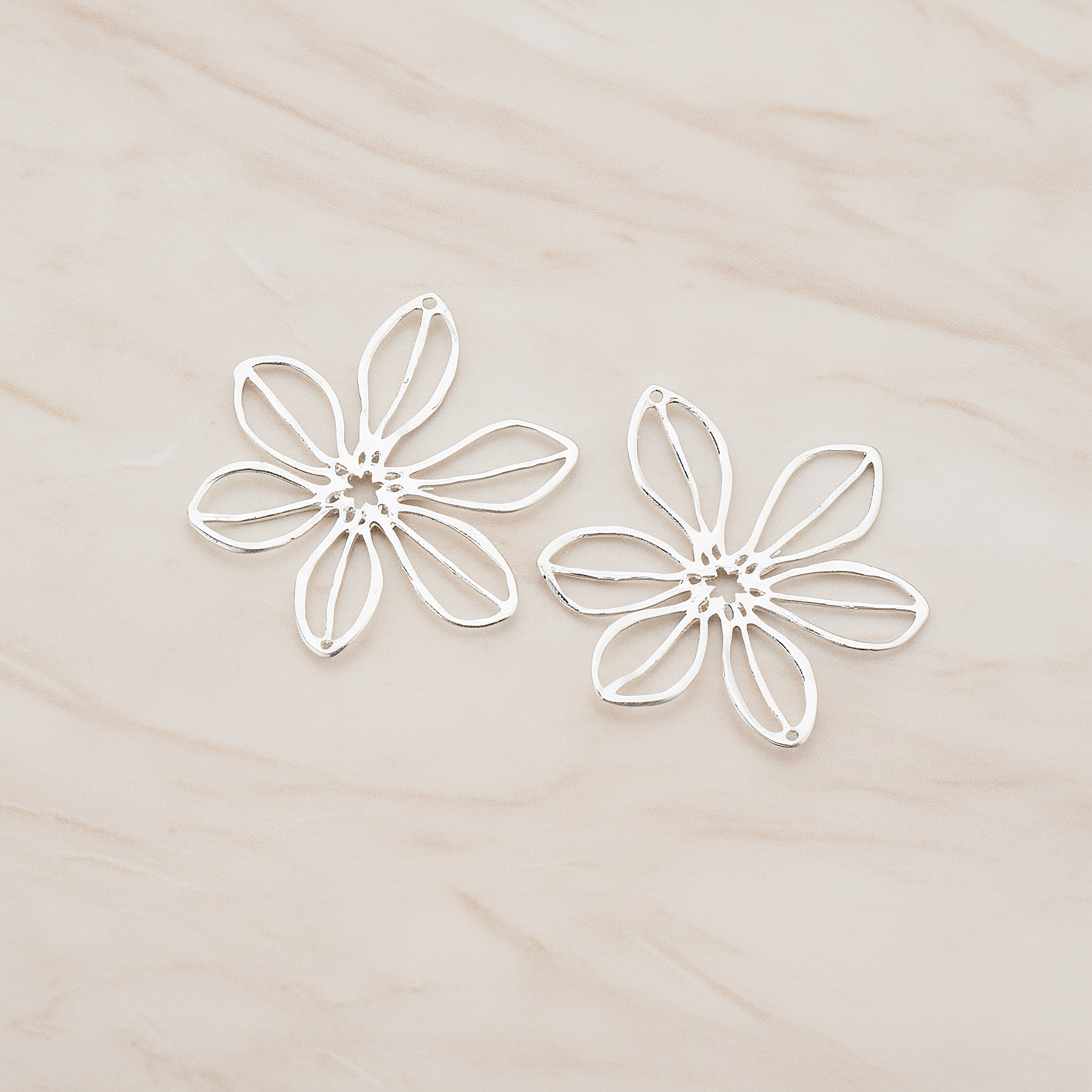 Large Flower Connector Pendant, 2 Pc on warm marble background (PD.448-02)