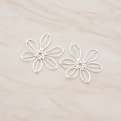 Large Flower Connector Pendant, 2 Pc on warm marble background (PD.448-02)
