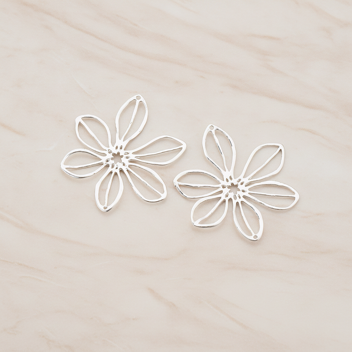 Large Flower Connector Pendant, 2 Pc on warm marble background (PD.448-02)