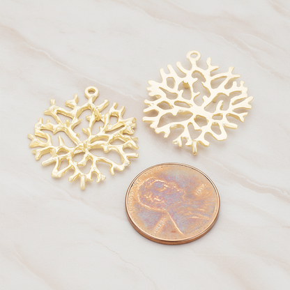Coral Reef Connector Pendant, 2 Pc on warm marble background (PD.450)