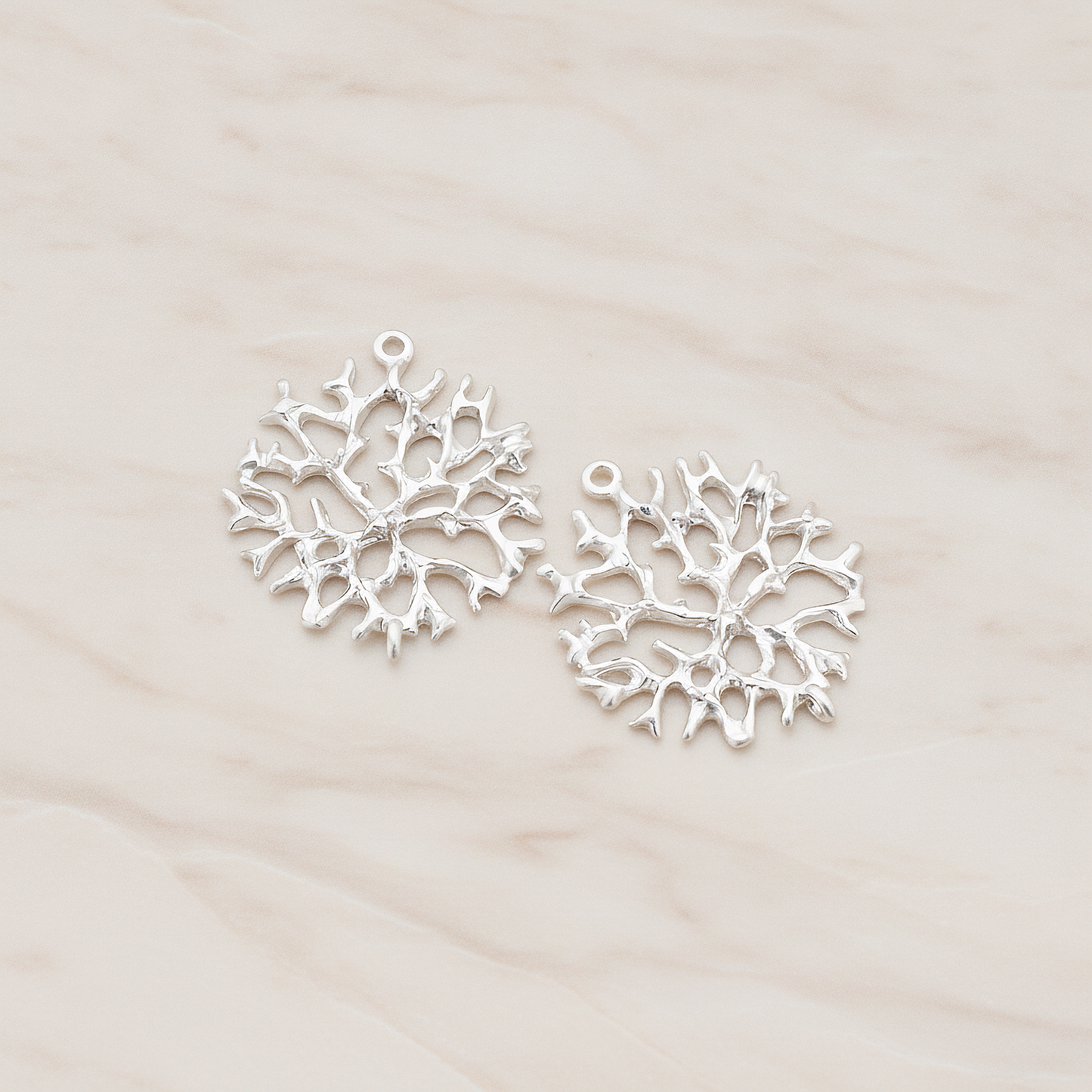 Coral Reef Connector Pendant, 2 Pc on warm marble background (PD.450)