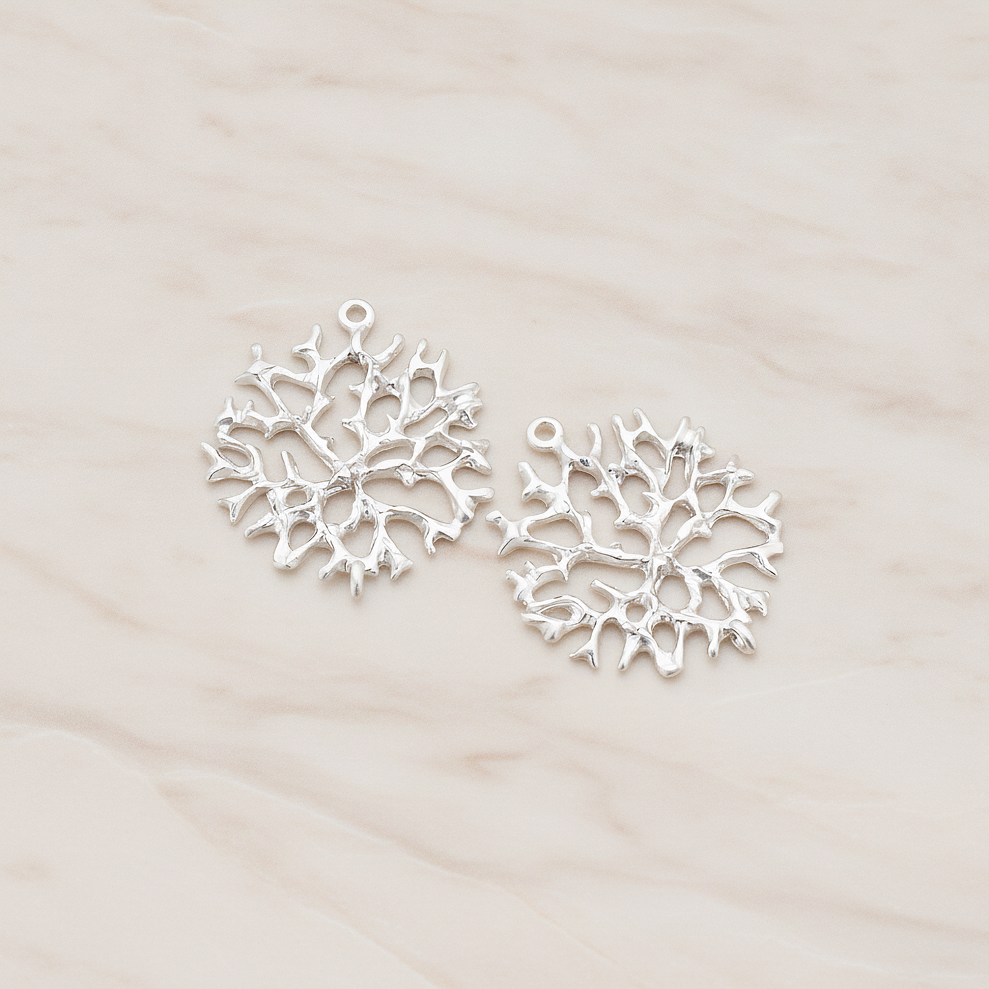 Coral Reef Connector Pendant, 2 Pc on warm marble background (PD.450)