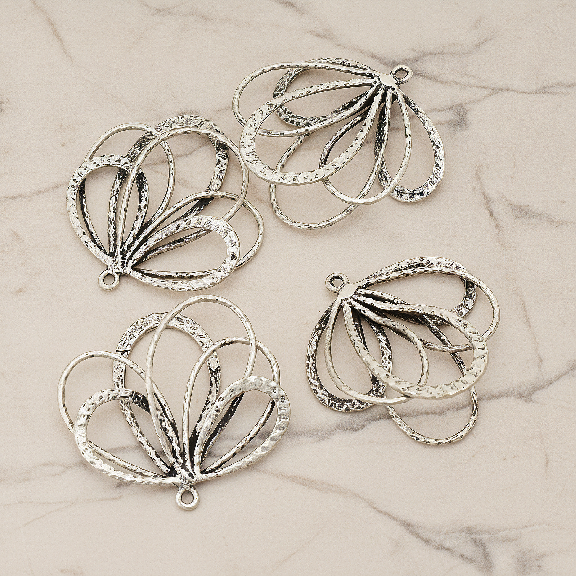 Teardrop Fan Pendant, 2 Pc on warm marble background (PD.453)