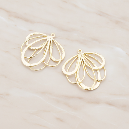 Teardrop Fan Pendant, 2 Pc on warm marble background (PD.453)