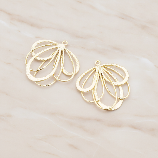 Teardrop Fan Pendant, 2 Pc on warm marble background (PD.453)