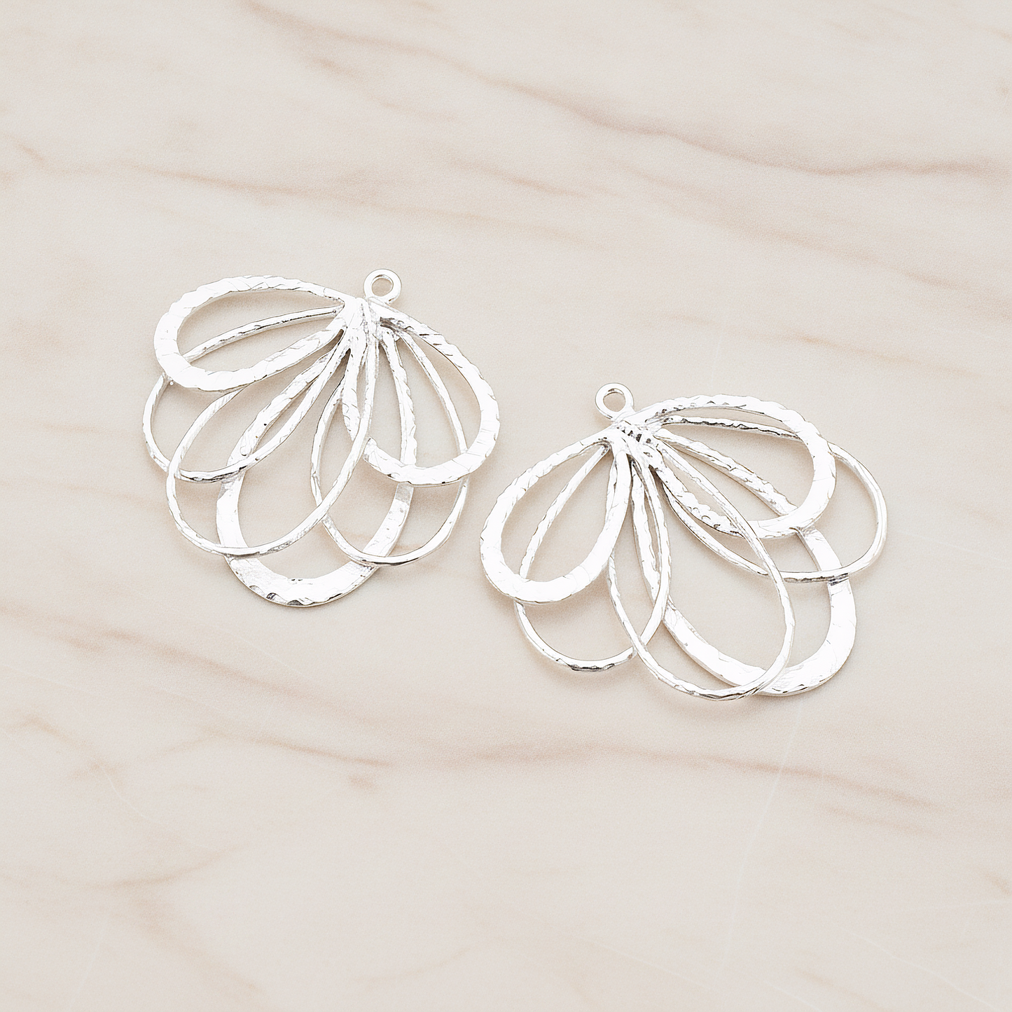 Teardrop Fan Pendant, 2 Pc on warm marble background (PD.453)