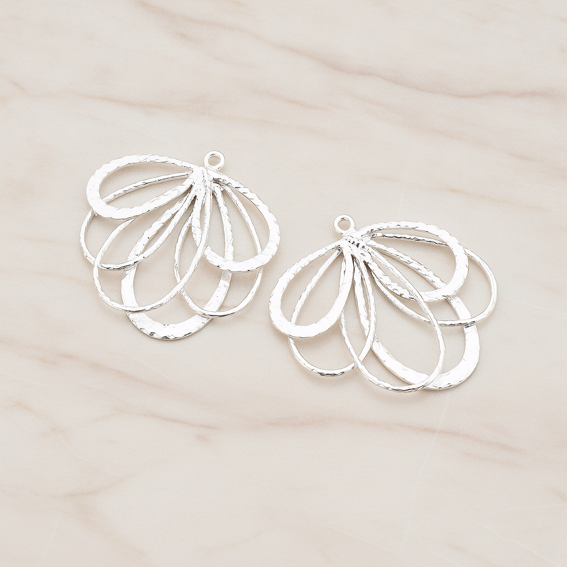 Teardrop Fan Pendant, 2 Pc on warm marble background (PD.453)