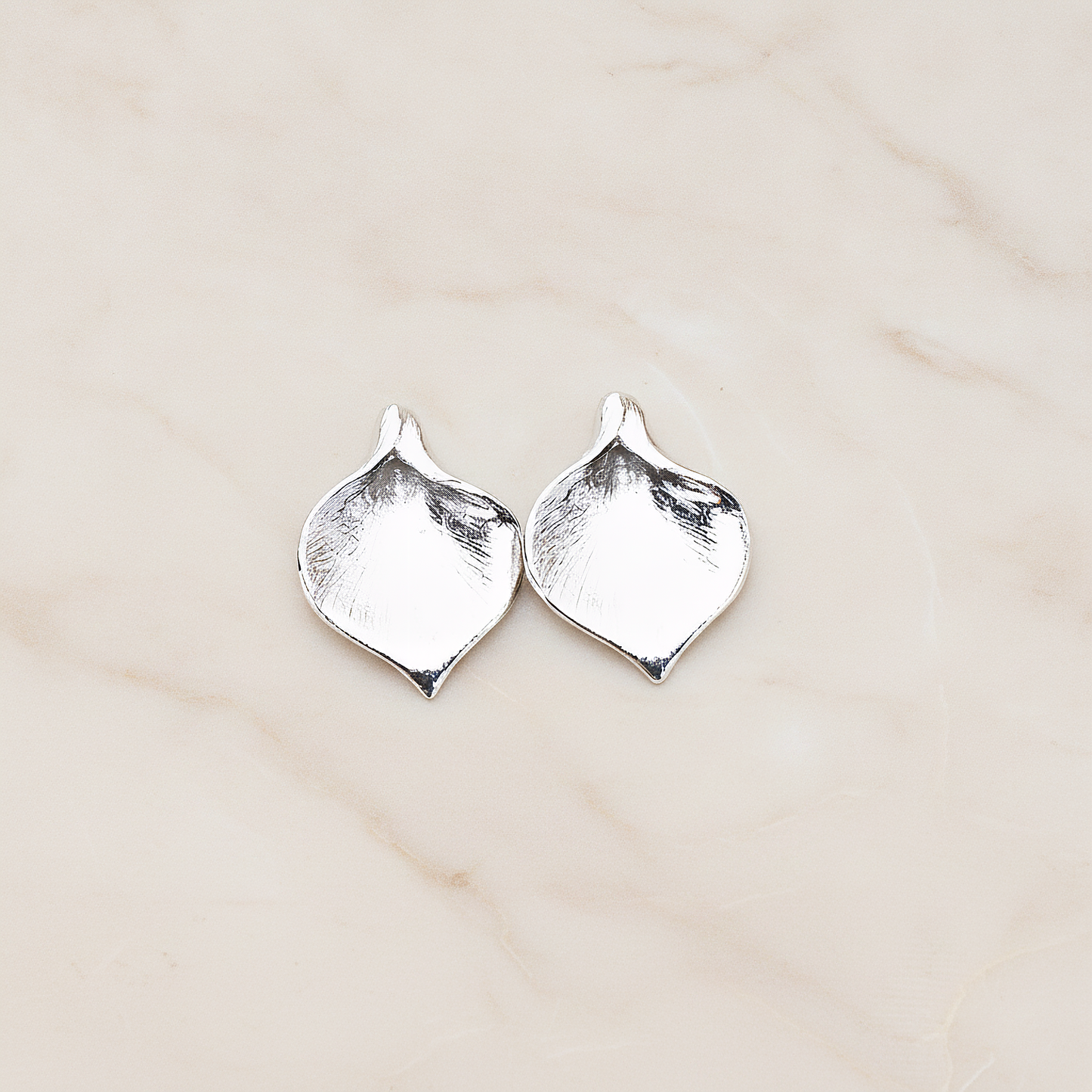 Small Wide Calla Flower Pendant, 2 Pc on warm marble background (PD.455-01)