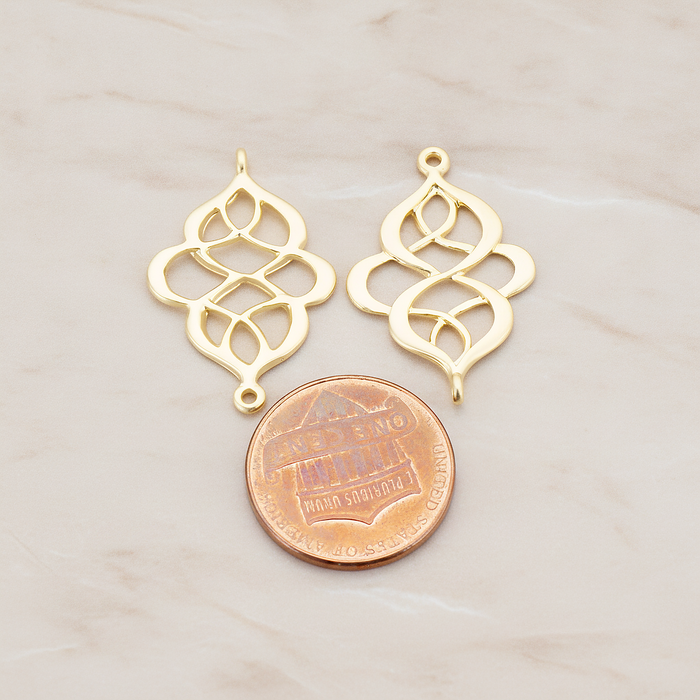 Oriental Shape Connector Pendant, 2 Pc on warm marble background (PD.462)