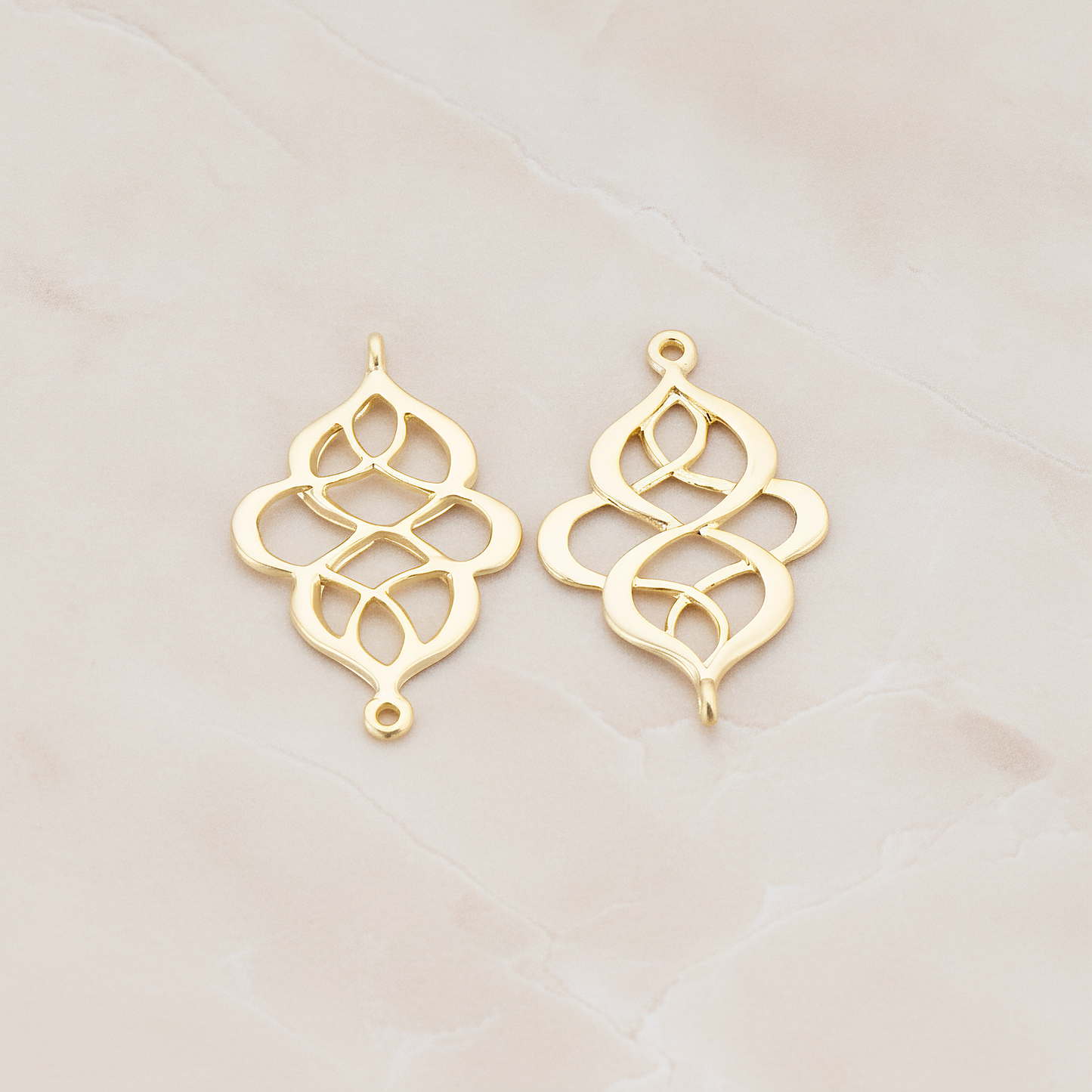 Oriental Shape Connector Pendant, 2 Pc on warm marble background (PD.462)