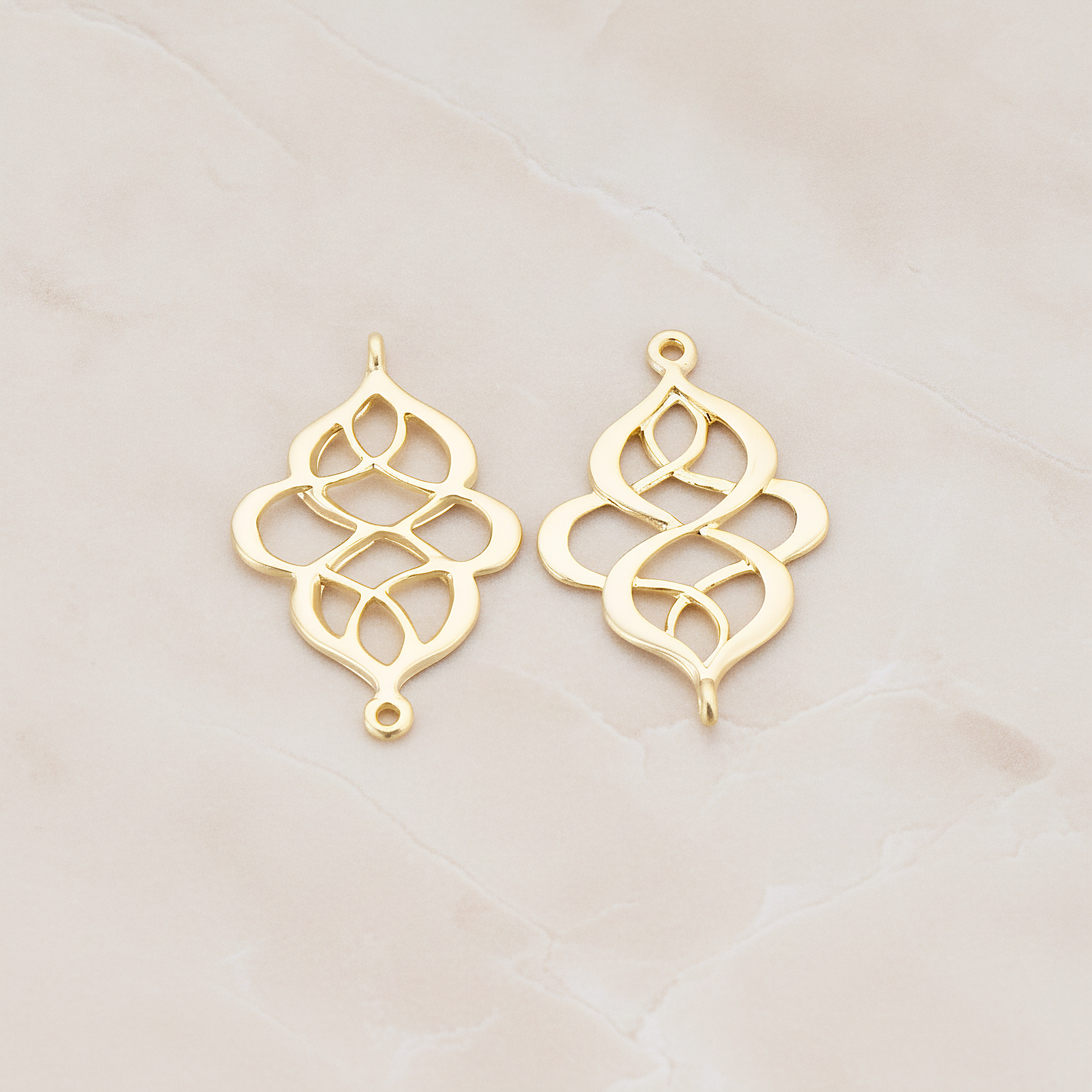 Oriental Shape Connector Pendant, 2 Pc on warm marble background (PD.462)