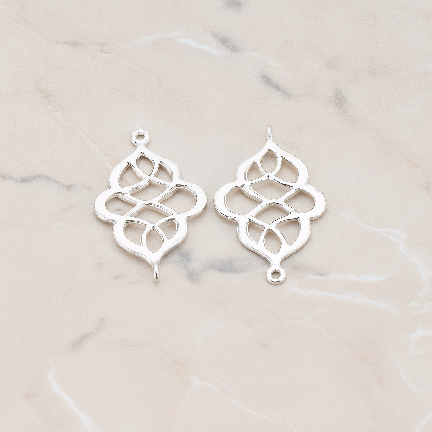 Oriental Shape Connector Pendant, 2 Pc on warm marble background (PD.462)