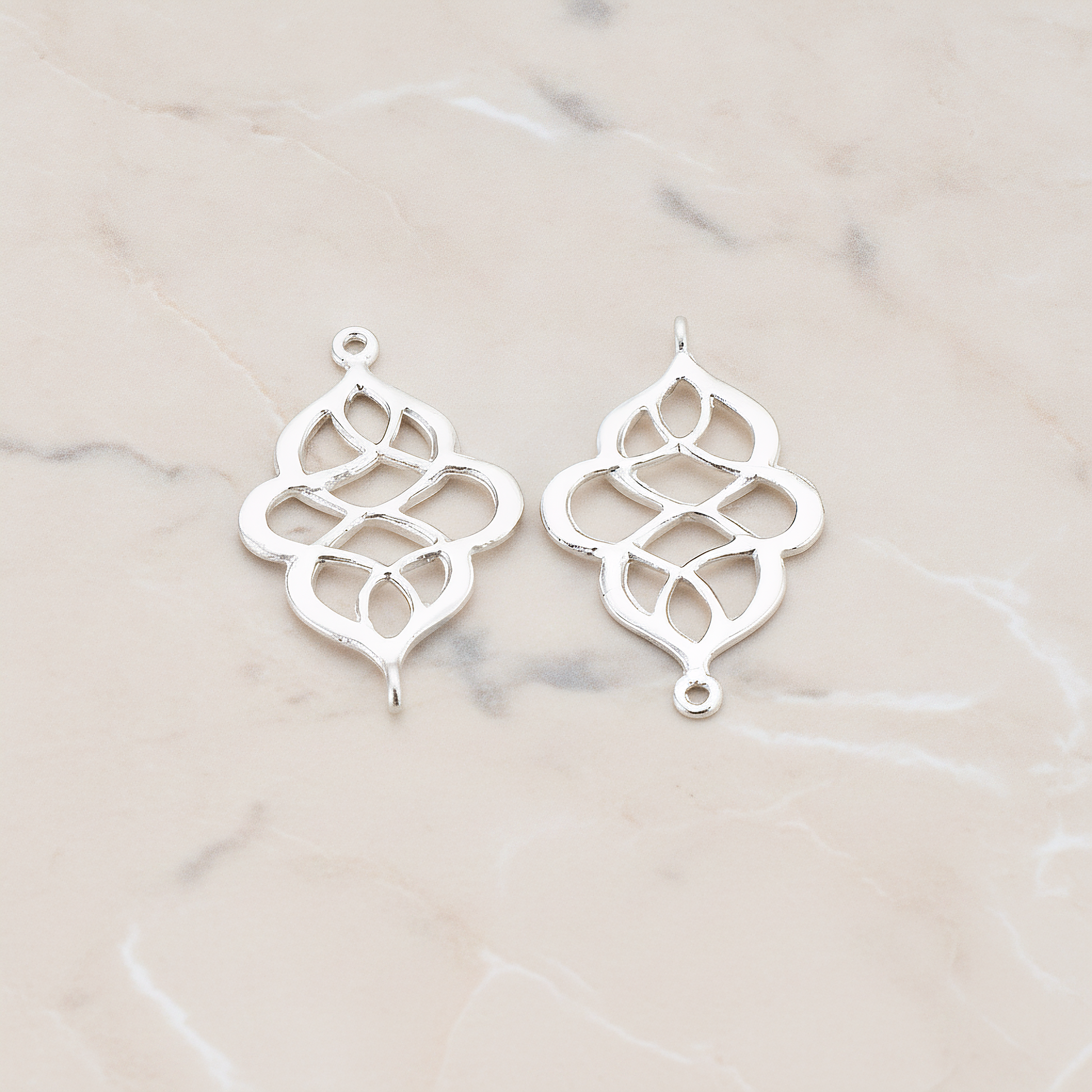 Oriental Shape Connector Pendant, 2 Pc on warm marble background (PD.462)