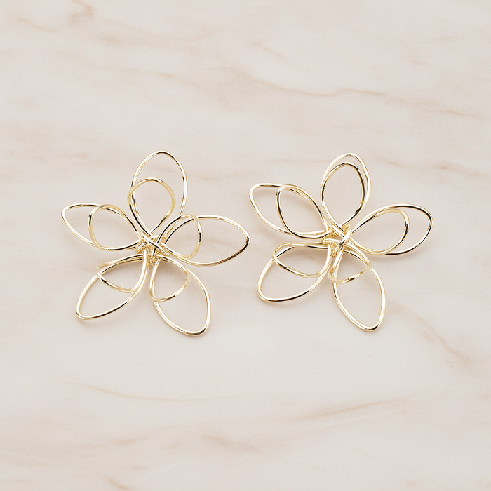 3D Wired Flower Pendant, 2 Pc on warm marble background (PD.464)