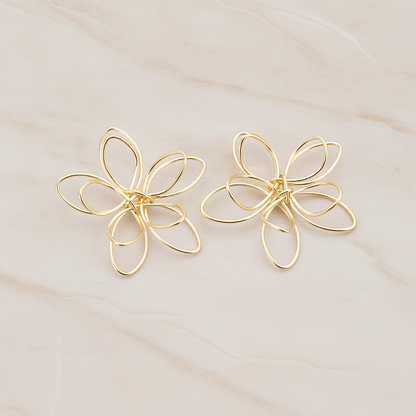 3D Wired Flower Pendant, 2 Pc on warm marble background (PD.464)