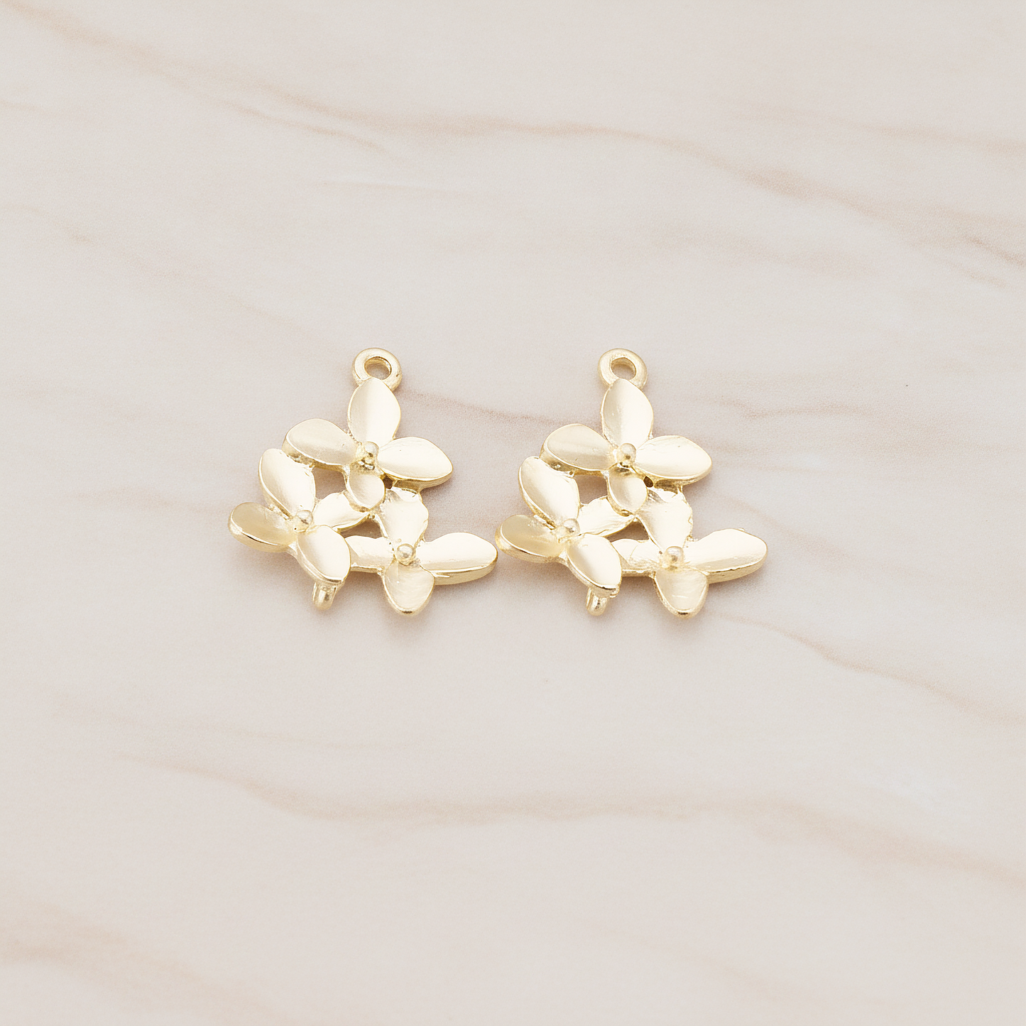 Cherry Blossom Connector Pendant, 2 Pc on warm marble background (PD.466)