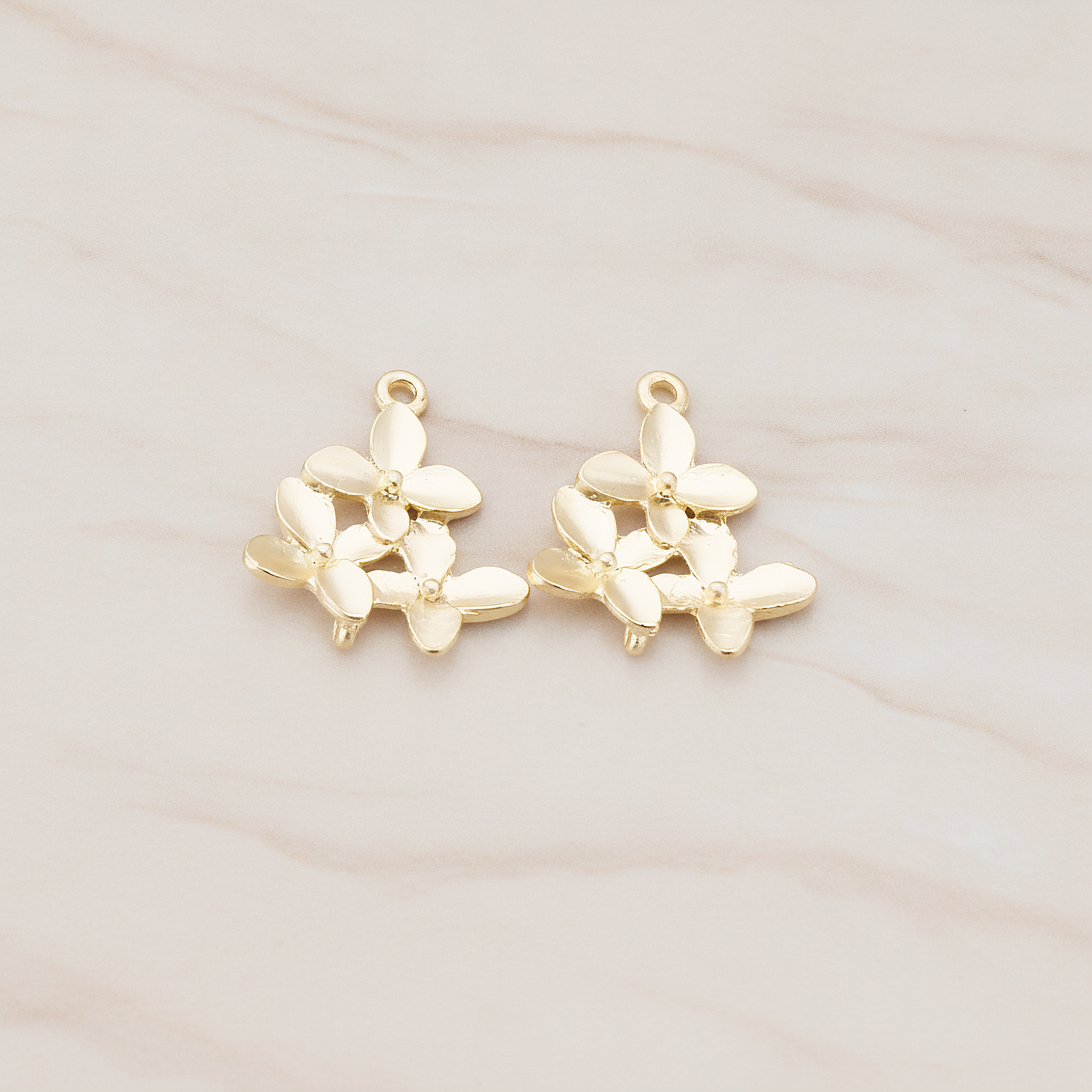 Cherry Blossom Connector Pendant, 2 Pc on warm marble background (PD.466)