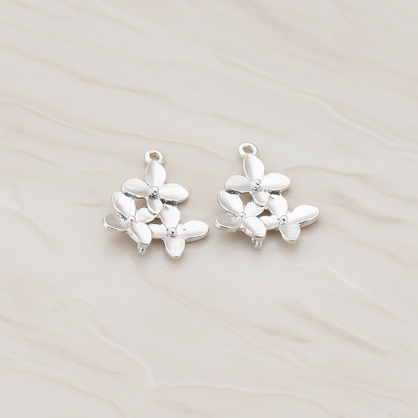 Cherry Blossom Connector Pendant, 2 Pc on warm marble background (PD.466)