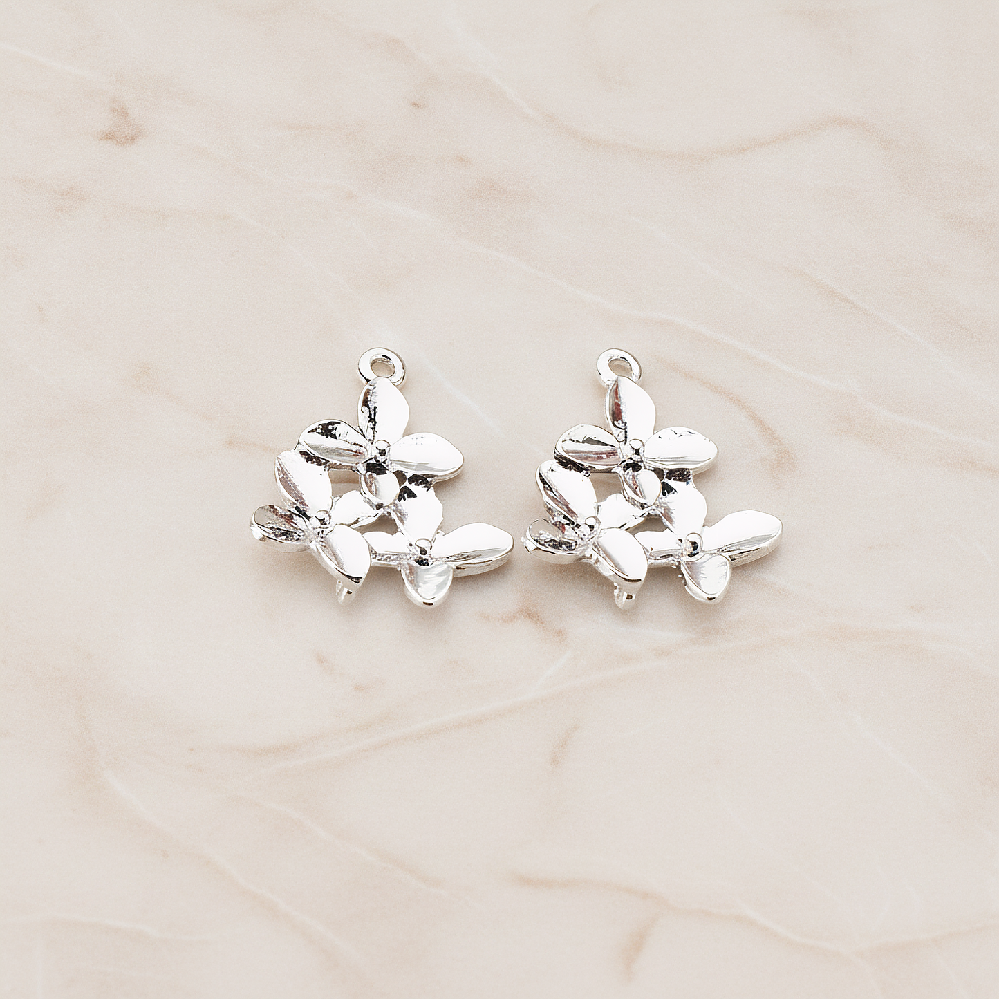 Cherry Blossom Connector Pendant, 2 Pc on warm marble background (PD.466)