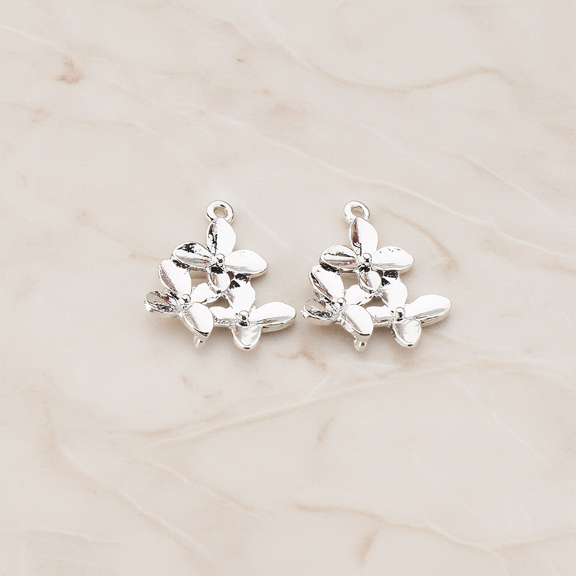 Cherry Blossom Connector Pendant, 2 Pc on warm marble background (PD.466)