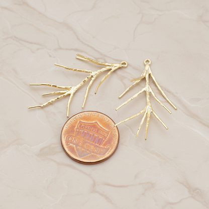 Pine Branch Pendant, 2 Pc on warm marble background (PD.498)