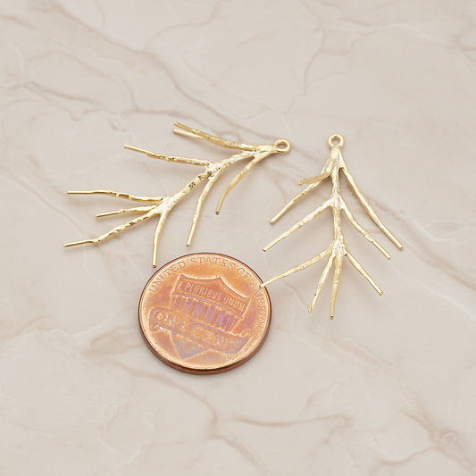 Pine Branch Pendant, 2 Pc on warm marble background (PD.498)