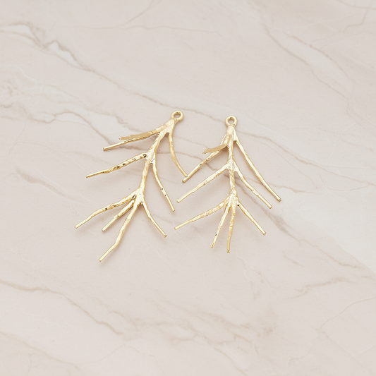 Pine Branch Pendant, 2 Pc on warm marble background (PD.498)