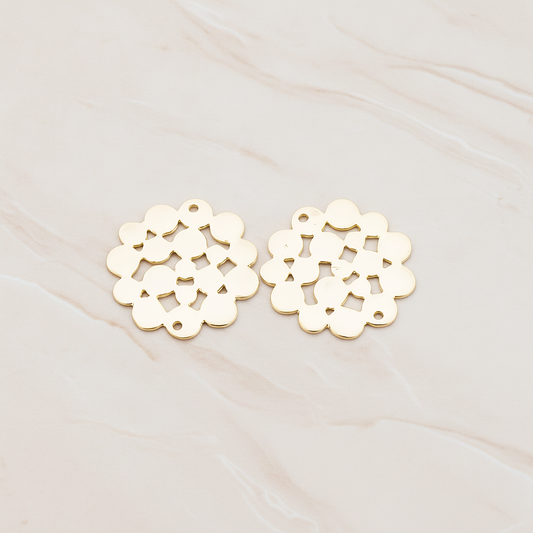 Flat Bubble Connector Pendant, 2 Pc on warm marble background (PD.500)