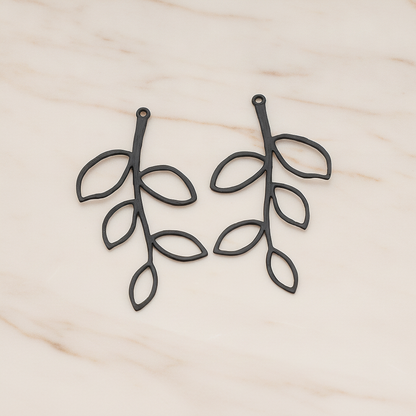 Large Twig Charm Pendant, 2 Pc on warm marble background (PD.505-02)