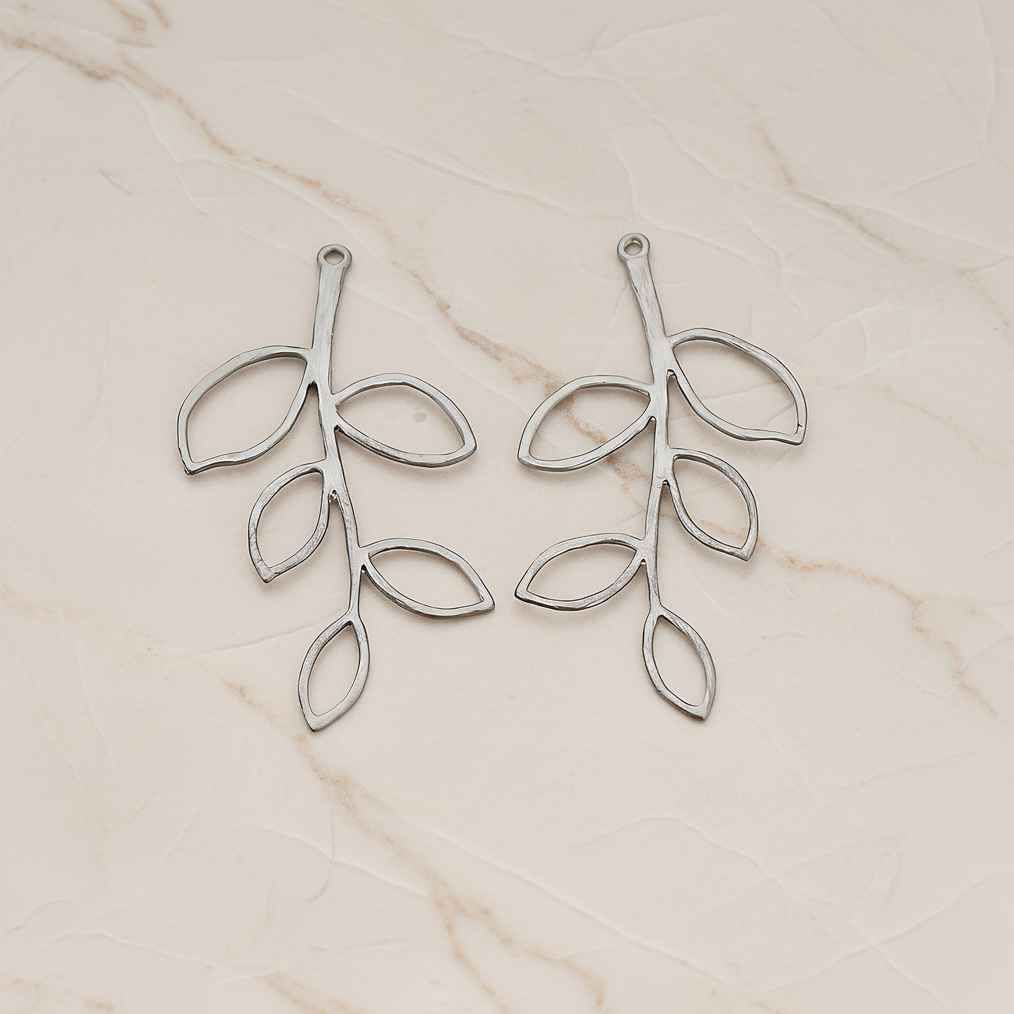 Large Twig Charm Pendant, 2 Pc on warm marble background (PD.505-02)