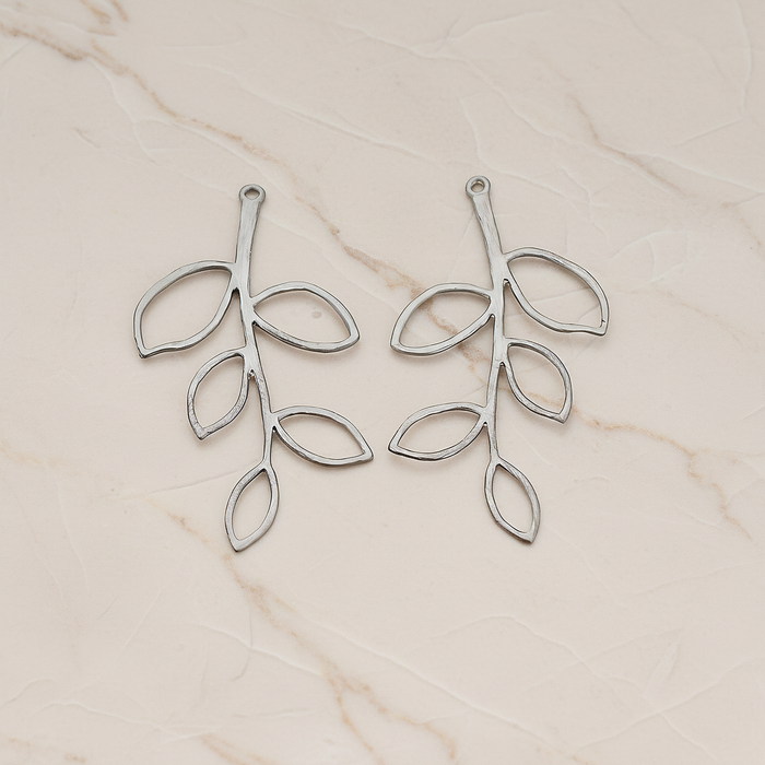 Large Twig Charm Pendant, 2 Pc on warm marble background (PD.505-02)